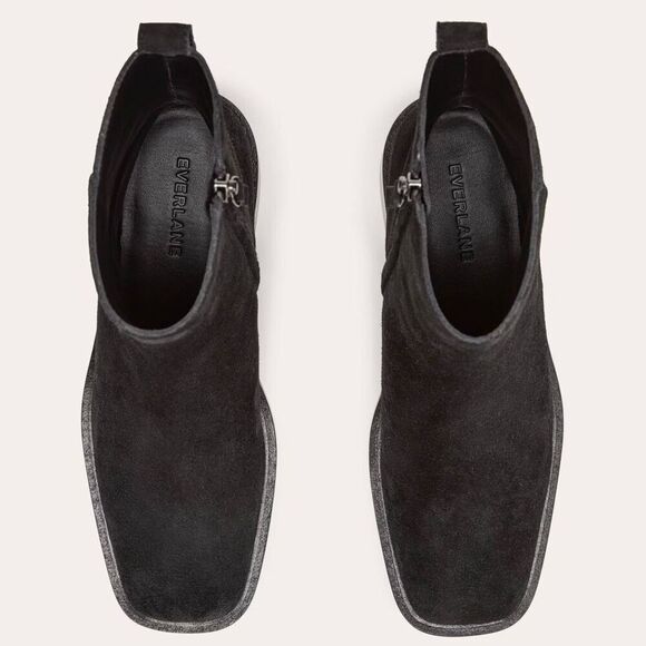 Everlane The City Boot in Black Suede Square Toe Size 7.5 New - Picture 2 of 16